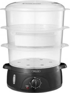 Bella - 9.5-Qt. 3-Tier Food Steamer - Black/Clear