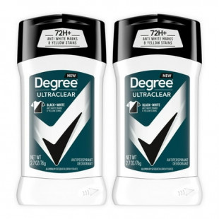 Degree Ultra Clear Anti White Marks Men's Antiperspirant Deodorant Stick Black + White, 2.7 oz Twin Pack