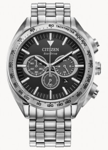 Citizen Eco-Drive Men's Carson Chronograph GMT Date Silver Watch 43MM CA4540-54E