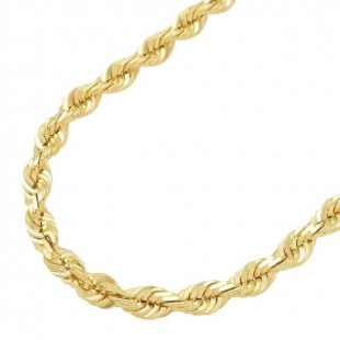 14K Yellow Gold Diamond Cut Rope Chain Necklace 1.5mm - 5mm, Men Women 16"- 30"