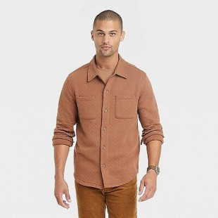 Goodfellow & Co Men Fleece Knit Button Down Shirt Jacket Heavyweight Long Sleeve