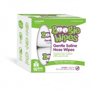 Boogie Wipes Gentle Saline Wet Wipes for Runny or Dry Nose, Hypoallergenic, 90 Count