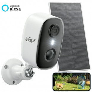 ieGeek Solar Wireless Security Cameras WiFi, Outdoor, 2K Color Night Vision, Surveillance Camera with PIR Motion Sensor, Wireless Outdoor Camera, Work with Alexa