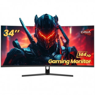 CRUA 34" 144Hz Ultrawide Curved Gaming Monitor ,WQHD 3440 * 1440P, 21:9 1500R Computer Monitor, 1ms(GTG) with Adaptive Sync, 99% SRGB, DP & HDMI Port, Black