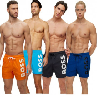 Hugo Boss Men's Swim Trunks Quick-Drying Large Contrast Boss Logo Swimsuit