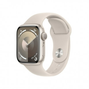 Apple Watch Series 9 GPS 41mm Starlight Aluminum Case with Starlight Sport Band - S/M. Fitness Tracker, ECG Apps, Always-On Retina Display, Water Resistant
