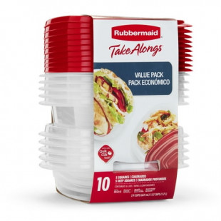 Rubbermaid TakeAlongs Food Storage Containers, 10 Piece Set, Red