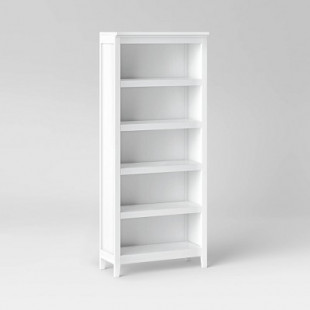 72" Carson 5 Shelf Bookcase White - Threshold™: Durable Wood, Modern Design, Open Shelves