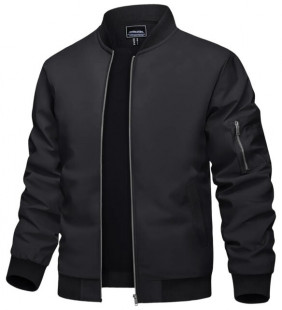 Men's Lightweight Bomber Jacket Spring Fall Thin Casual Coat Full-Zip Work Coats