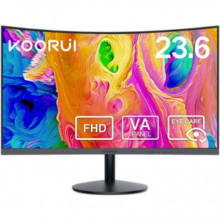 KOORUI 24 inch Curved Computer Monitor,FHD 1080P 60Hz 1800R Desktop Monitors for Computer,HDMI&VGA Ports,Eye Care, Black