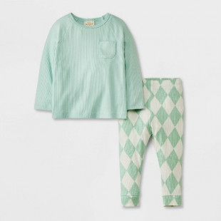 Baby Boys' Ribbed Top & Pants Set - Cat & Jack™ Mint Green 6-9M