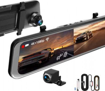 Rexing - M2 Max Pro 4K WiFi GPS Mirror Dash Cam - Black