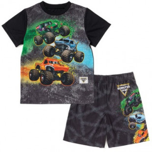 Monster Jam Grave Digger Megalodon El Toro Loco Toddler Boys Pajama Shirt Shorts Black 3T