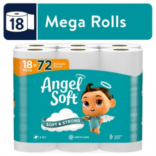 Angel Soft Toilet Paper, 18 Mega Rolls, 2-Ply Toilet Tissue