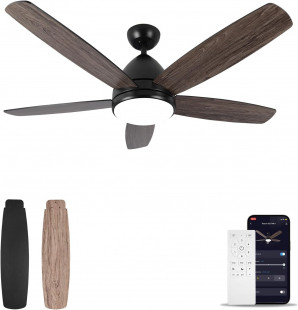 Smart Ceiling Fan with Light, 52-Inch Outdoor Ceiling Fan with Alexa