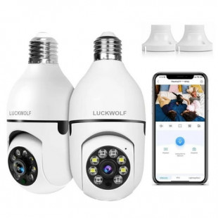 LUCKWOLF Light Bulb Camera, 2 Pack Security Camera 1080p, 360 Surveillance Camera(2.4GHz WiFi)