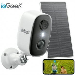 ieGeek Solar Outdoor Security Cameras Wireless, 2K Color Night Vision, Surveillance with AI Detection, Work with Alexa Supports only 2.4G WIFI