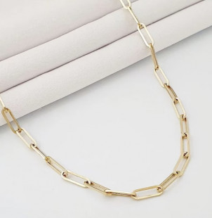 14k Yellow Gold Solid PAPERCLIP Cable Link Chain Necklace 18 Inch 10.4 grams 4MM