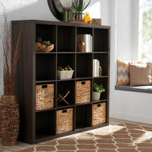 Better Homes & Gardens 16-Cube Storage Organizer, Tobacco Oak