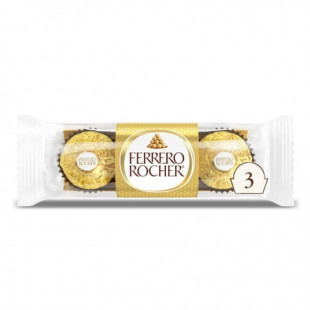 Ferrero Rocher Fine Hazelnut Milk Chocolate, 3 Count, Individually Wrapped Chocolate Candy Gifts, 1.3 oz