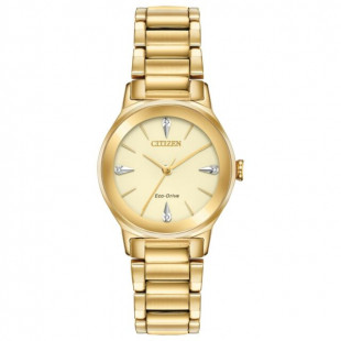 Citizen Eco-Drive Women's Diamond Accent Gold Band Watch 28MM EM0732-51P