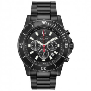 Bulova Men's Chronograph Quartz Calendar Black Watch 44MM 98B337