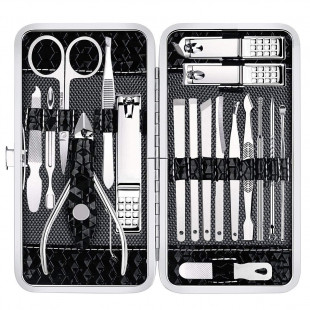 18-Piece Stainless Steel Nail Clipper Set with Travel Case – Manicure & Pedicure Kit