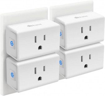 Kasa Smart Plug Mini 15A, Wi-Fi Outlet 4-Pack, Works with Alexa & Google Home, UL Certified, No Hub Required (EP10P4) - White