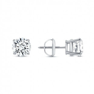 2 Ct Round Lab Created Grown Diamond Earrings 14K White Gold F/VS Basket Screw