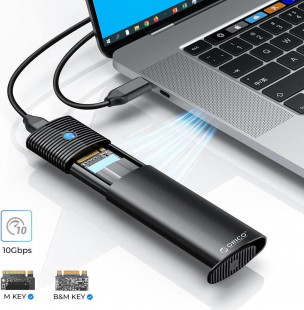 ORICO Aluminum Tool-Free M.2 NVMe SSD Enclosure, 10Gbps USB-C, Thunderbolt 3 Compatible, Supports 4TB PCIe M-Key SSDs