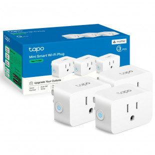 TP-Link Tapo Matter Smart Plug Mini (3-Pack), 15A, Works with Apple Home, Alexa & Google Home, 2.4G Wi-Fi, UL Certified