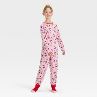 Girls' Hello Kitty Christmas 2pc Cozy Pajama Set and Socks - Pink S