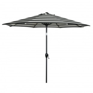 Mainstays 9ft Black & White Cabana Stripe Round Outdoor Patio Umbrella with Tilt and Crank