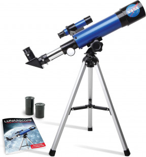 NASA Kids Lunar Telescope – 90x Magnification, Two Eyepieces, Tabletop Tripod, and Finder Scope – Perfect for Beginner Astronomy, Space Toys, and NASA-Themed Gifts