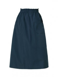 INSPIRE CHIC Women's Casual Elastic Waist Peasant A-Line Midi Skirts with Pockets Dark Blue Small