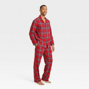 Men's Plaid Flannel Holiday Matching Family Pajama Set - Wondershop™ Red L