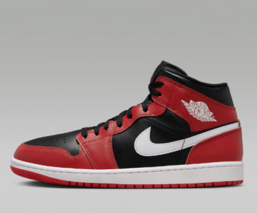 Air Jordan 1 Mid Men's Shoes Black/Gym Red/White