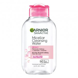 Garnier Micellar Cleansing Water, All-in-1 Makeup Remover and Facial Cleanser, For All Skin Types, 3.4 Fl Oz (100mL), 1 Count (Packaging May Vary)