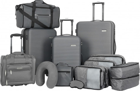 Travelers Club Riddock 14-Piece Luggage and Travel Accessories Set, Charcoal