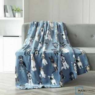 Mainstays Blue Dogs Cozy Plush Throw Blanket 50" x 60"