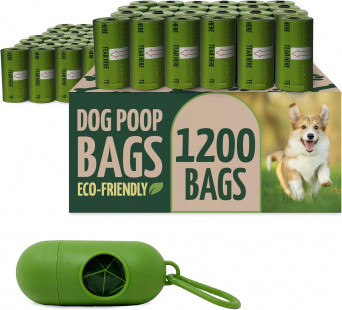 1200-ct (80 Rolls) Reli. Biodegradable Dog Poop Bags w/ Leash Clip Dispenser